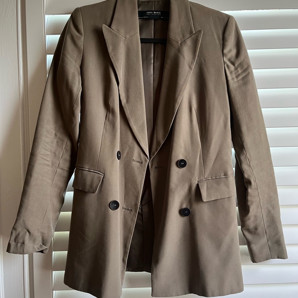 Zara worn once suit jacket green